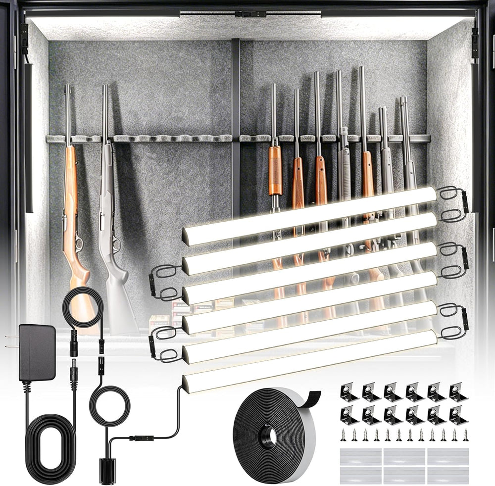Door Activated Gun Safe Light Kit, 5000K Linkable Light Bars with Power Adapt...