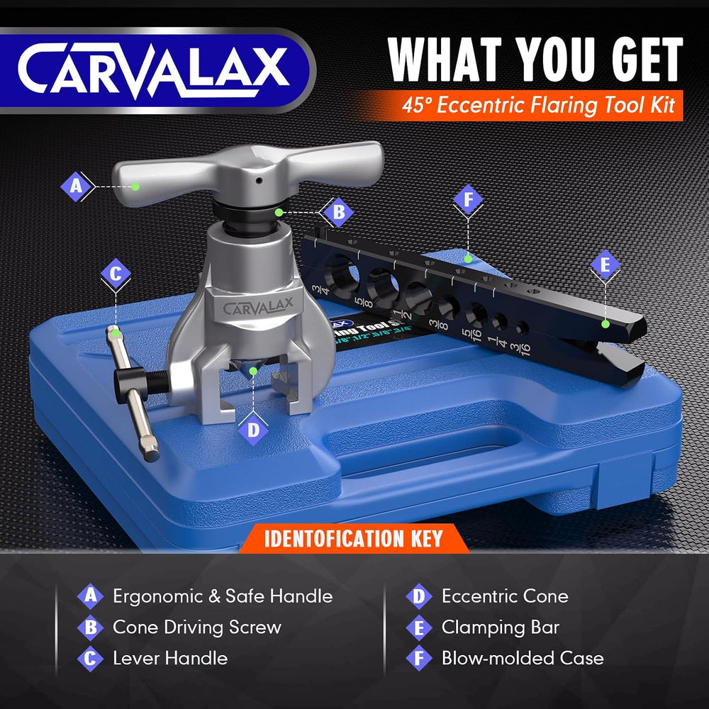 CARVALAX Flaring Tool Kit, Imperial Clamp for 3/16"-3/4"