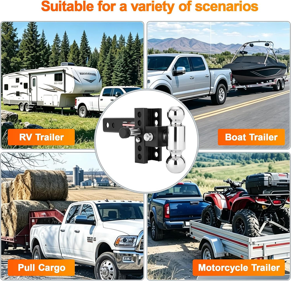 Adjustable Trailer Hitch,Drop Hitch 2" Receiver - 4" Drop/Rise