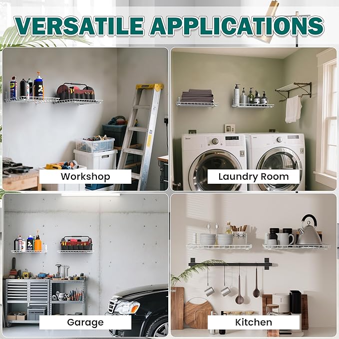 EVERHANGER Garage Wall Shelves 12x18 Inch, Wall Mounted Storage Shelf, Metal