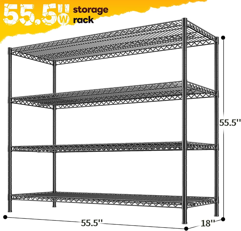 REIBII 4-Tier 2560LBS Heavy Duty Shelving,55.5"W Adjustable Storage Shelves