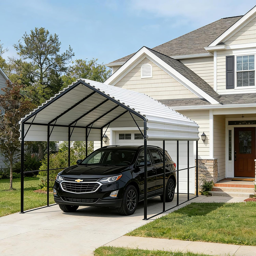 Metal Carport Heavy Duty 12x20ft Outdoor Galvanized Steel Car Port, Vehicle C...