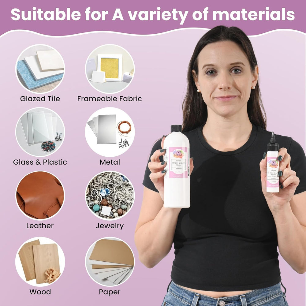 Art Institute Glitter Dries Clear Glue Kit, 16oz & 2oz with Metal Tip &am...