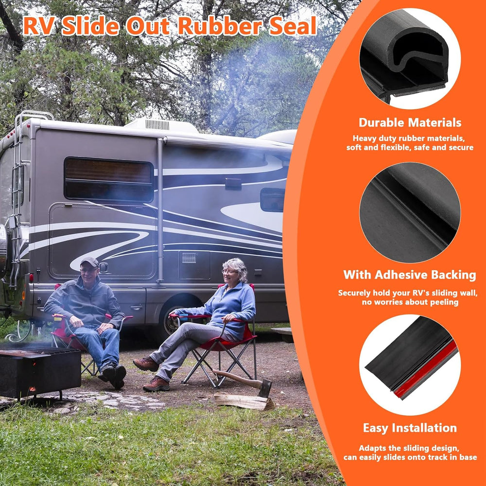 RV Slide Out Rubber Seal RV 2” Wiper Weather Stripping Seal & 1” EKD D Bulb