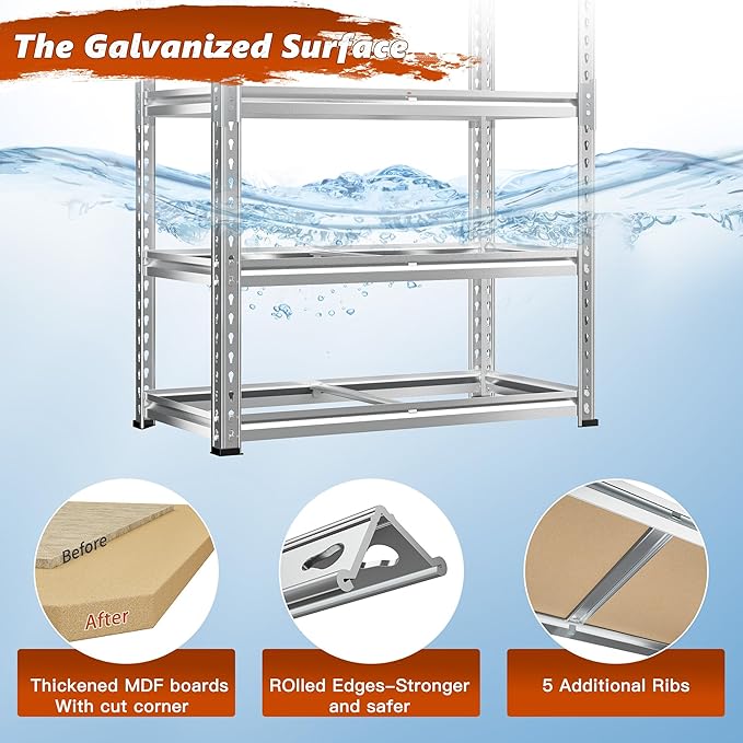 REIBII Garage Shelving, 5 Tier Storage Shelves Load 2020LBS, Adjustable Garag...