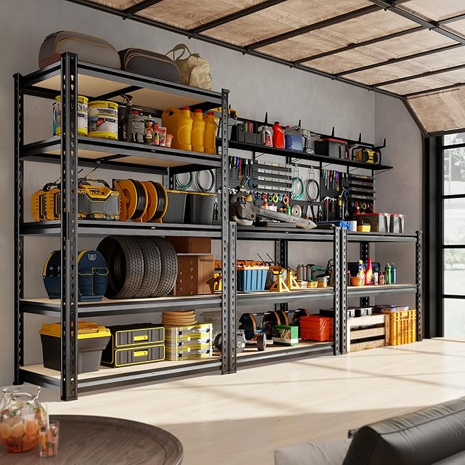 72.12" H Garage Shelving, Storage Shelves Load 2100LBS, 5-Tier Adjustabl...