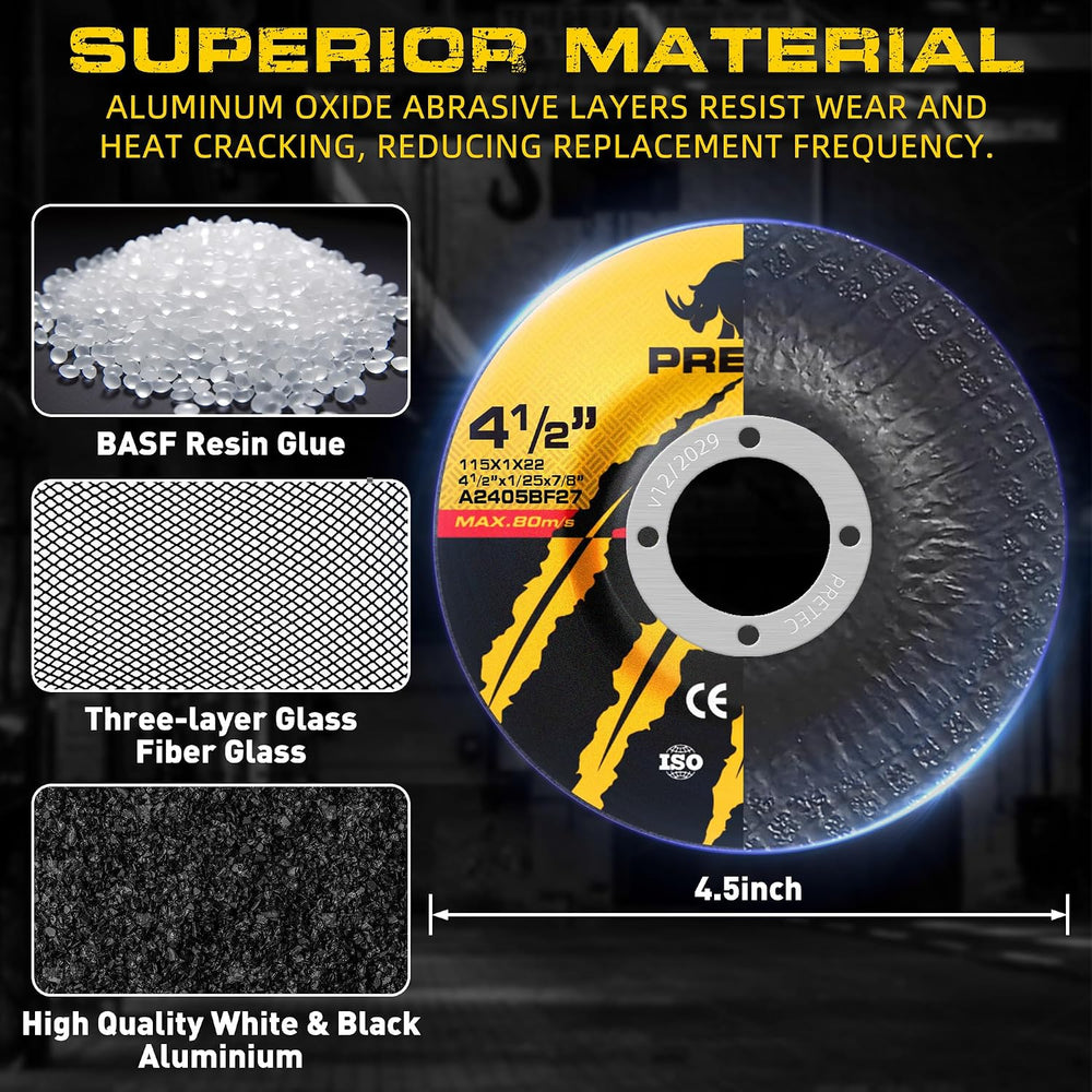 50 Pack Grinding Wheels 4-1/2 Inch for Angle Grinder, Metal Grinding Discs