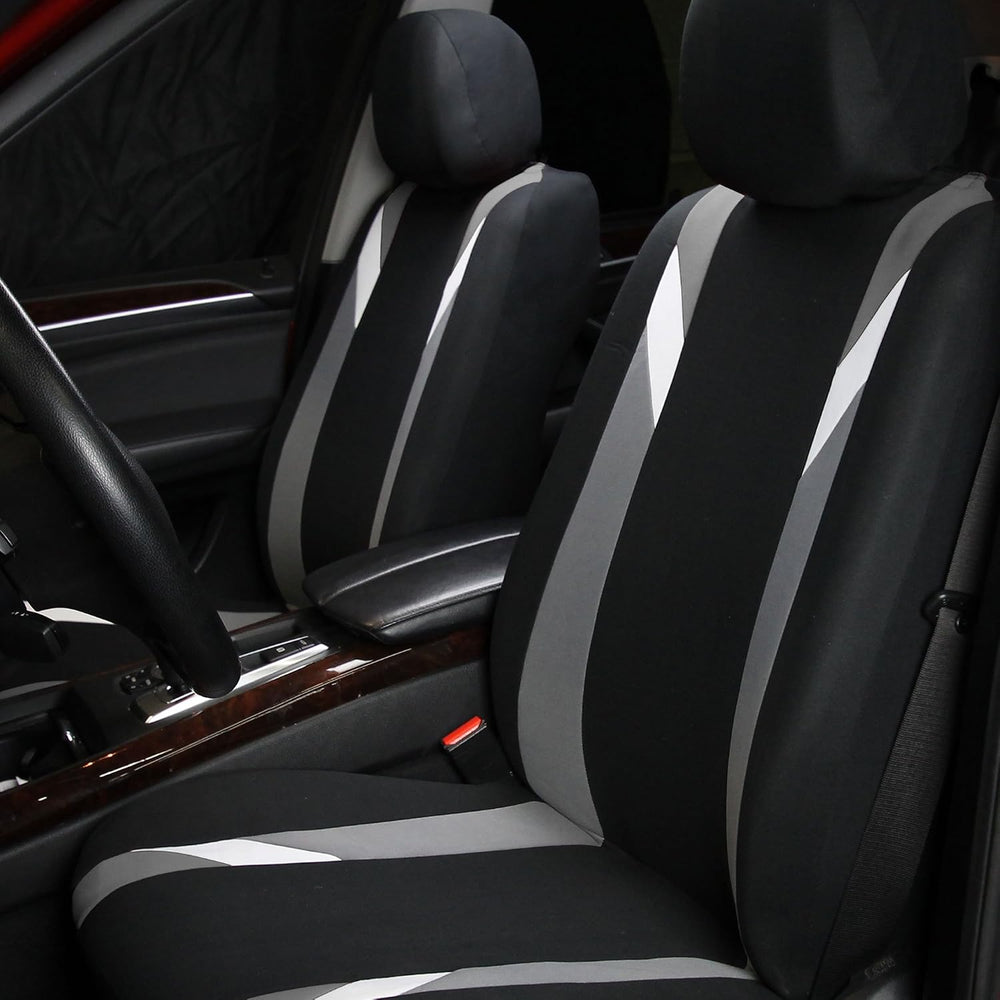 FH Group Premium Modernistic Flat Cloth Car Seat Covers – Universal Fit, Wash...