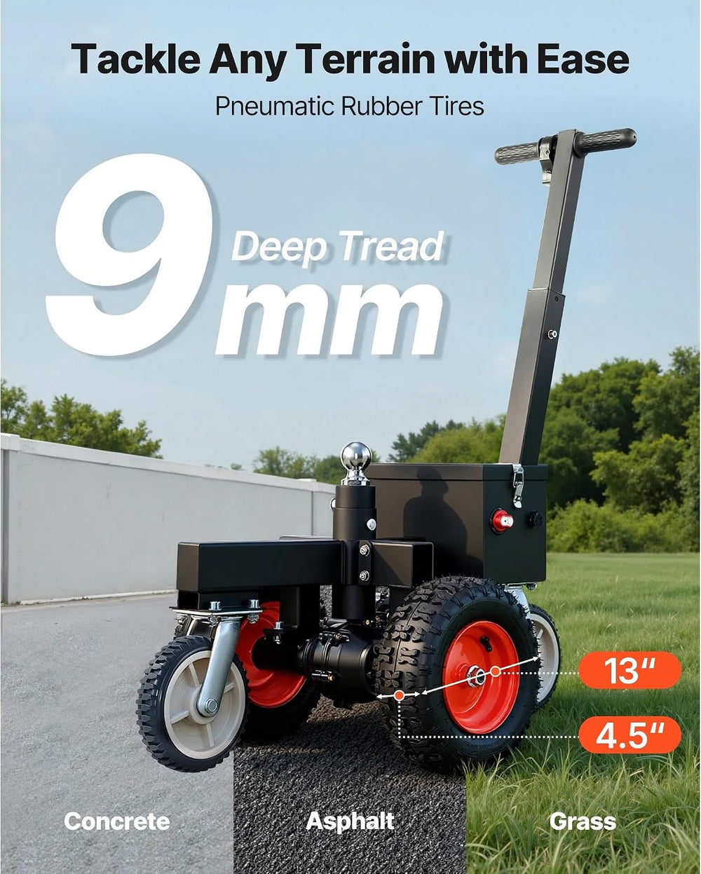 3600 Lbs Electric Trailer Dolly, DC 24V 800W Motorized Mover with 2 & 1-7...