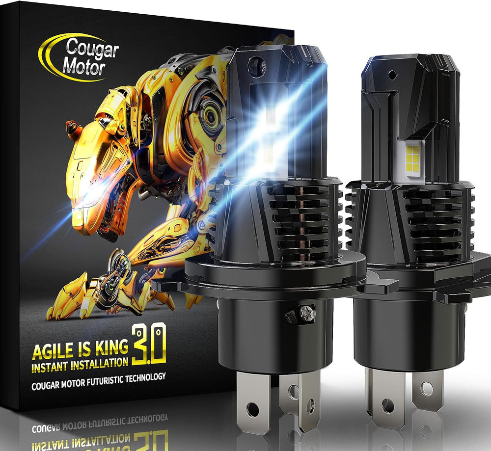 Cougar Motor H4 Bulbs, 9003 Fog 800% Brighter Non-Polar Instant Plug-in