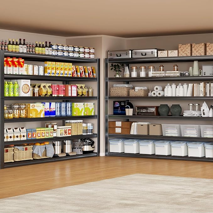 65" W Garage Shelving Heavy Duty, 6 Tier Garage Shelves, Adjustable Stor...