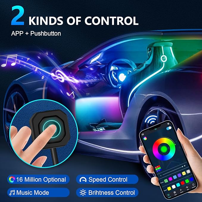 WEBUPAR Dreamcolor Acrylic Car Interior Led Kit, Car Accessories 22 in 1 RGB