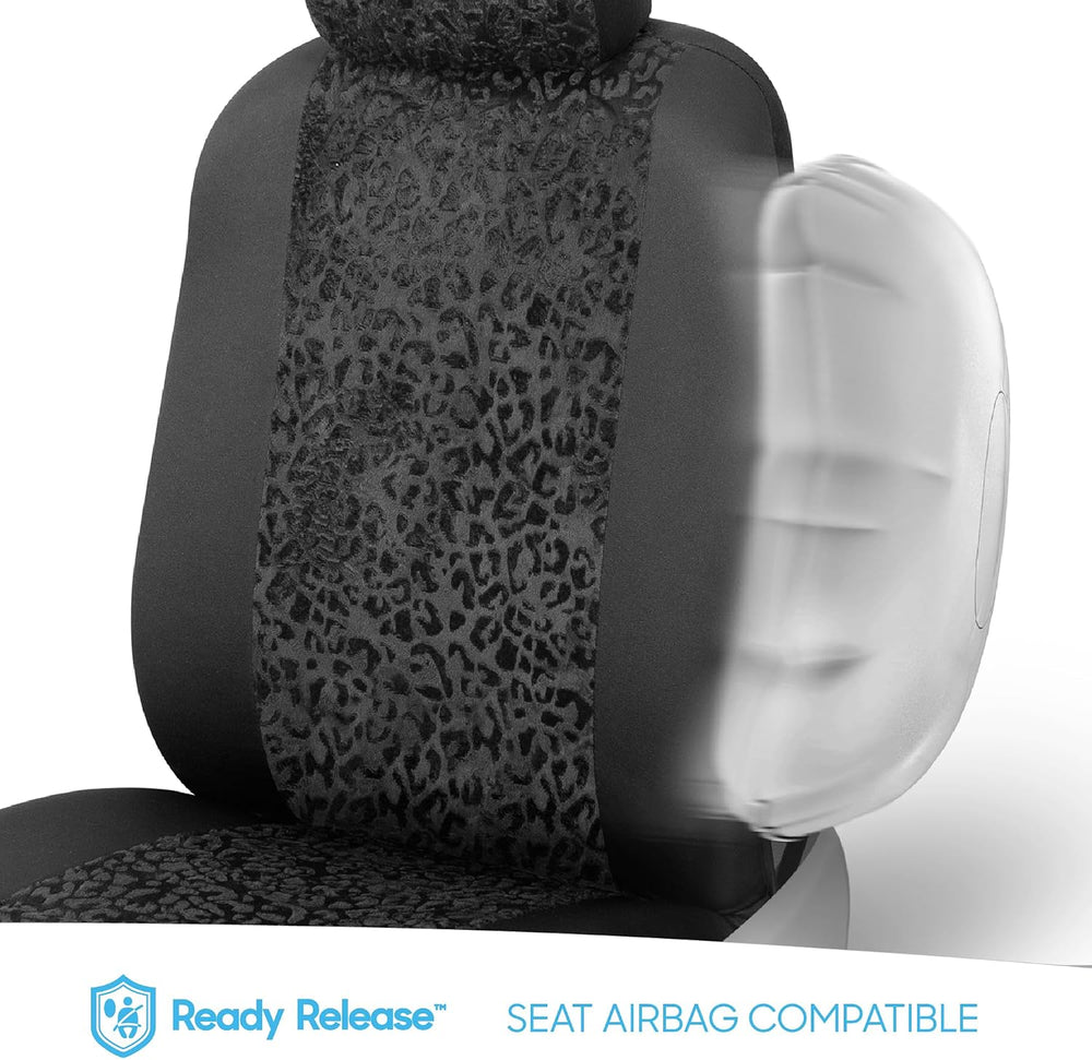 BDK Black Leopard Car Seat Covers for Front Seats, Animal Print Front Seat Co...