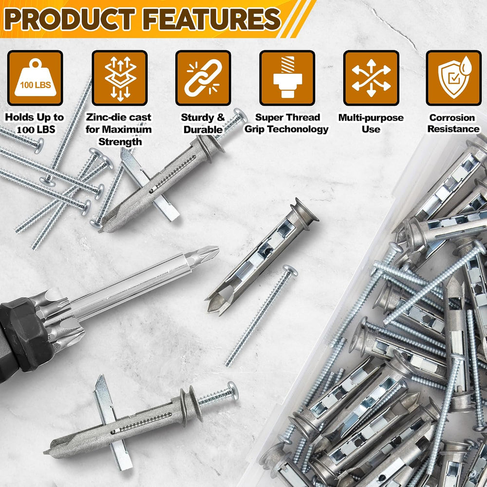 Heavy Duty Drywall Anchors - Self-Drilling Drywall Anchor Toggle Kit, Heavy D...