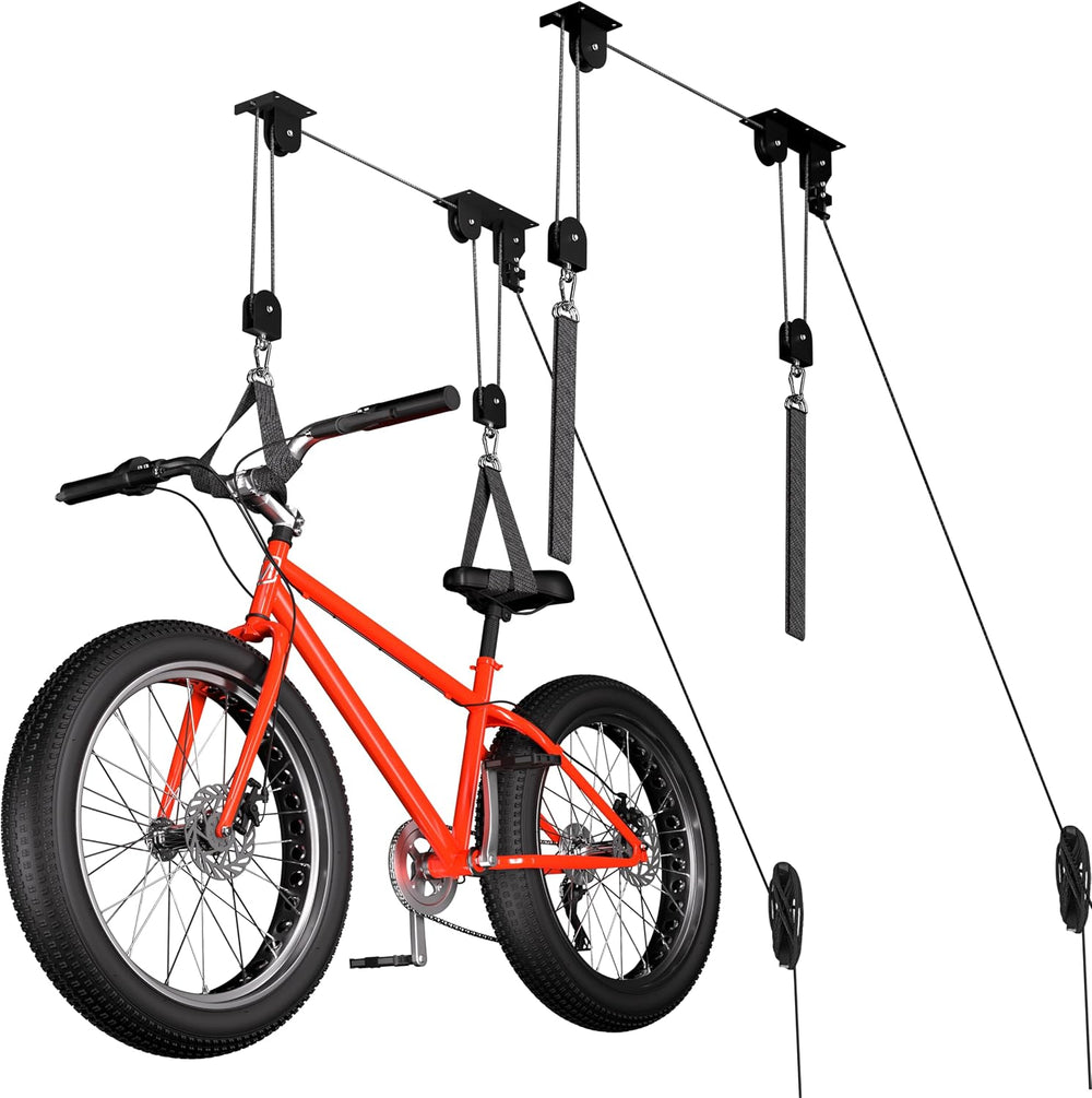 2-Pack Bike Hoist, Heavy Duty Ebike Pulley System for Garage, 85lb