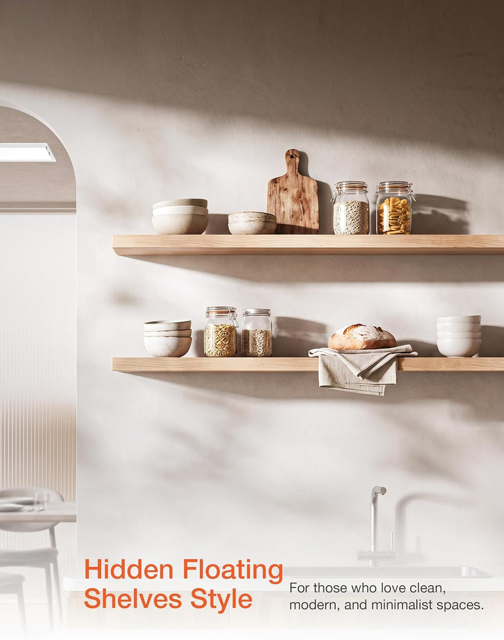 BATODA 34" Floating Shelf Bracket 2PCS, Hidden Bracket for Floating Shelves