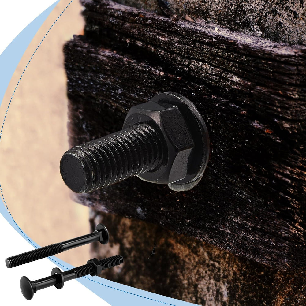 Zonon 24 Sets Carriage Bolt, Black, 1/2 x 4 Inch