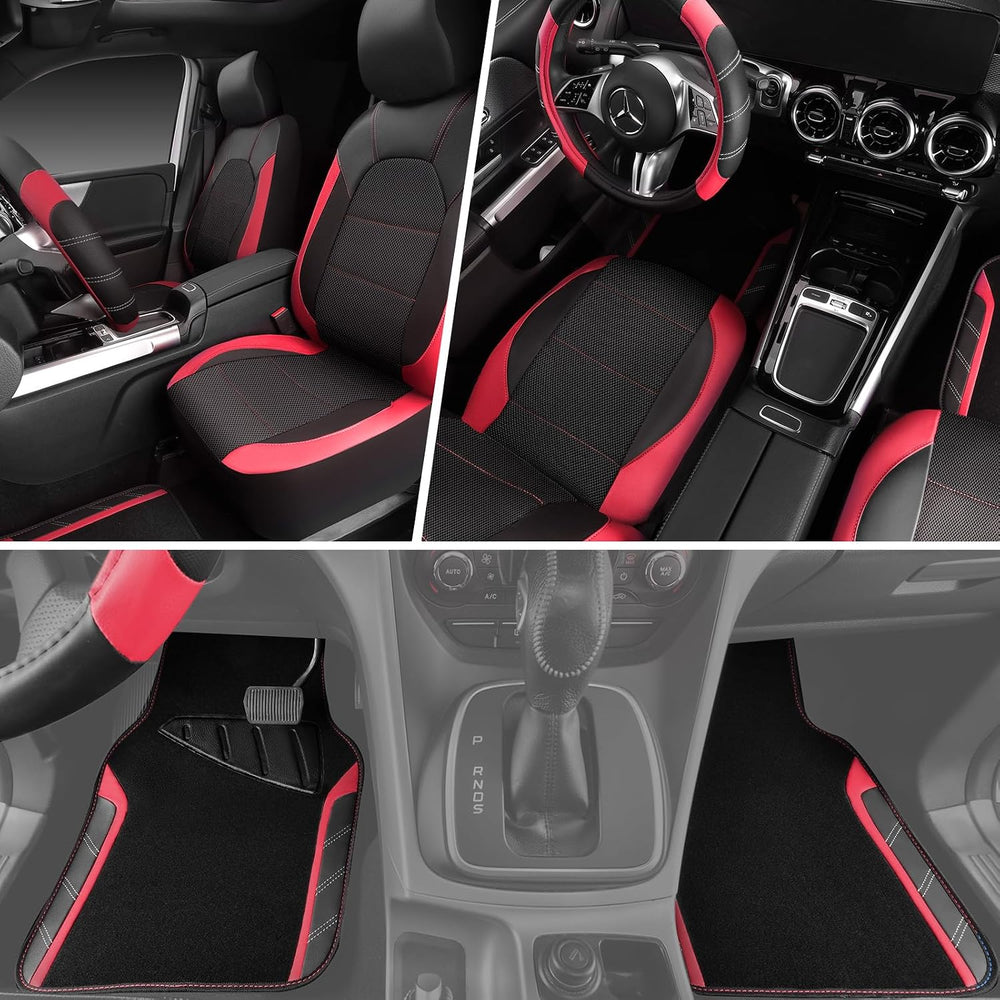 CAR PASS Air Mesh Leather Car Seat Covers for Front Seats, Waterproof Car Flo...