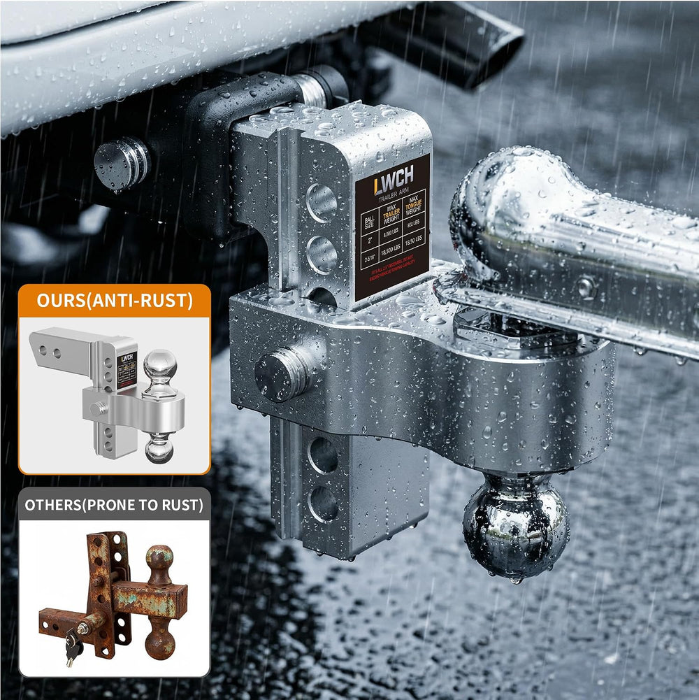 Adjustable Trailer Hitch for 2.5" Receiver, 6 in Drop/Rise, 18.5K GTW
