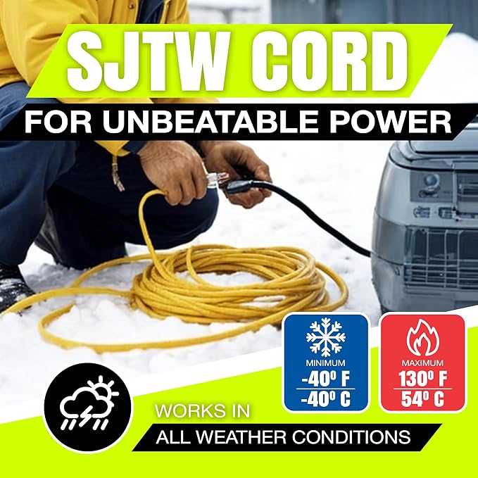 75ft Outdoor/Indoor Extension Cord 12/3 Gauge Extra Heavy Duty 3 Prong SJTW