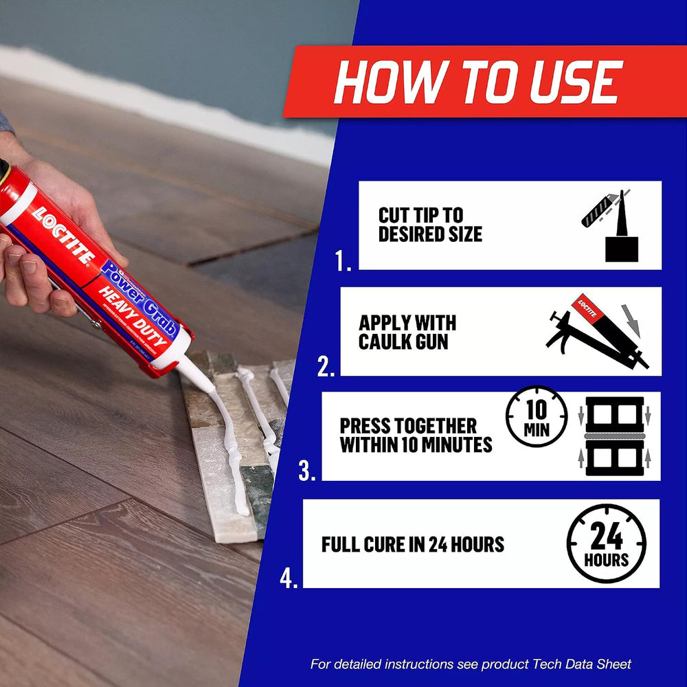Loctite Power Grab Heavy Duty Construction Adhesive, 9 fl oz, 6 Pack