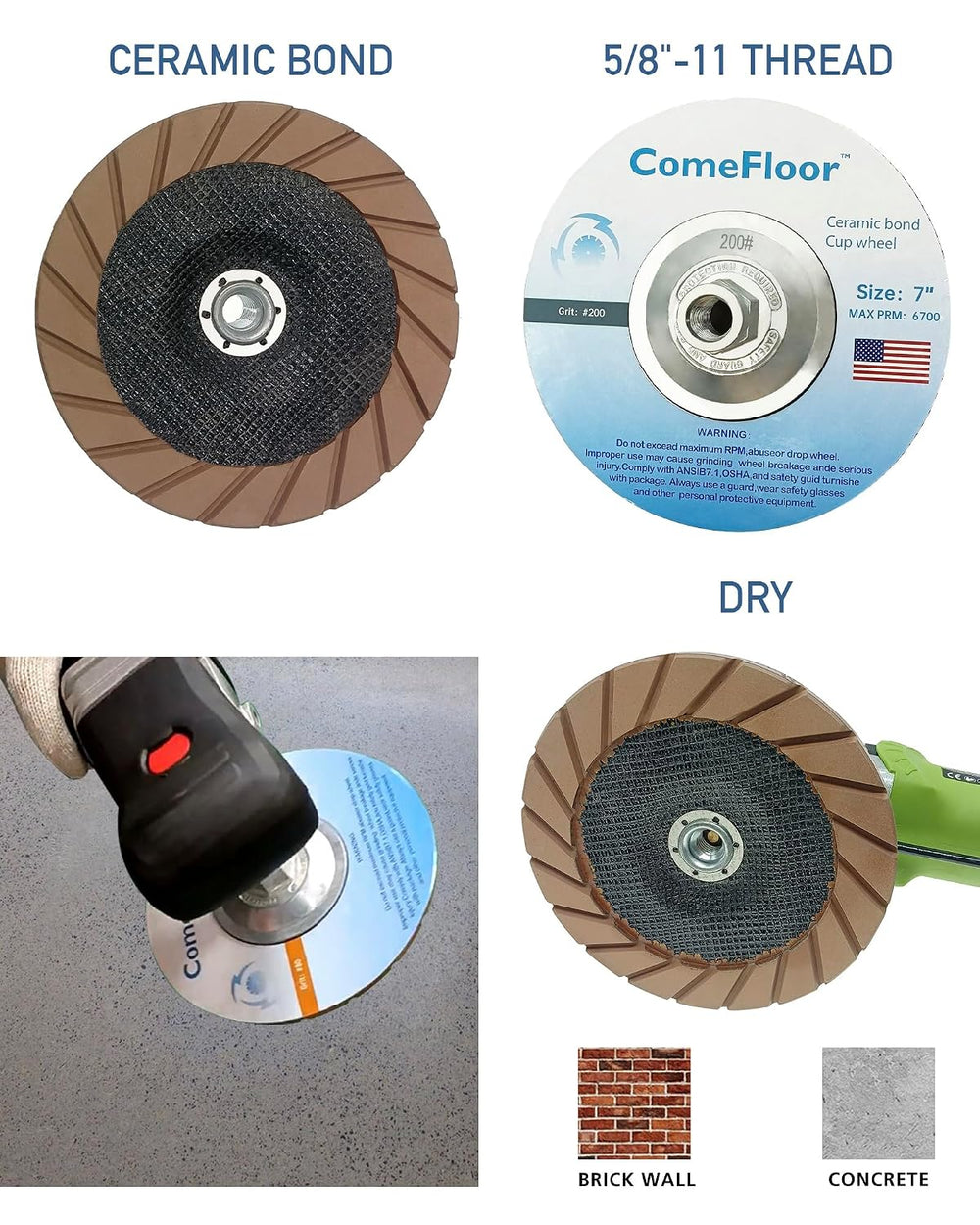 Concrete Grinding Cup Wheel 7" Ceramic Diamond Cup Wheel for Floor Grind...