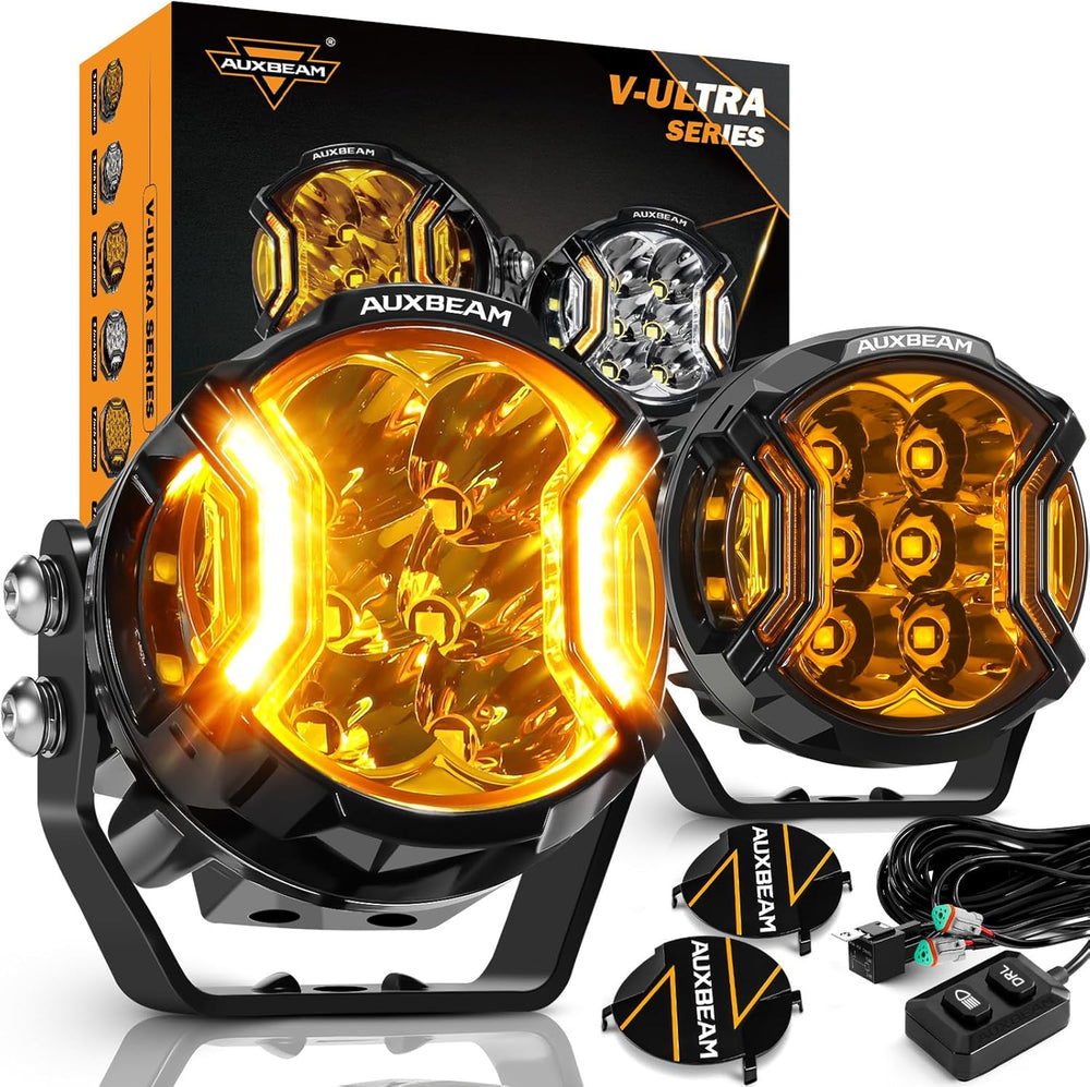Auxbeam V-Ultra Series 3 Inch Amber Fog Light Pods Round Offroad Lights