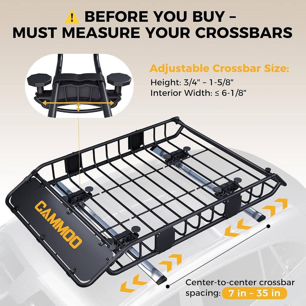 CAMMOO 54"x34" Roof Rack Basket, Removable Fairing & Support Ba...