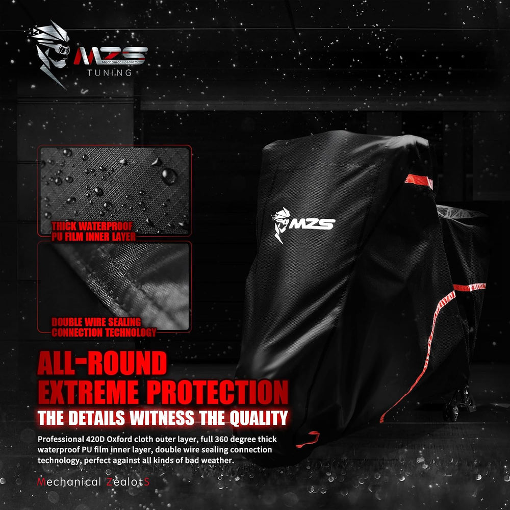 MZS Motorcycle Cover Waterproof Outdoor fits up to 86" Sport Bikes Cruiser