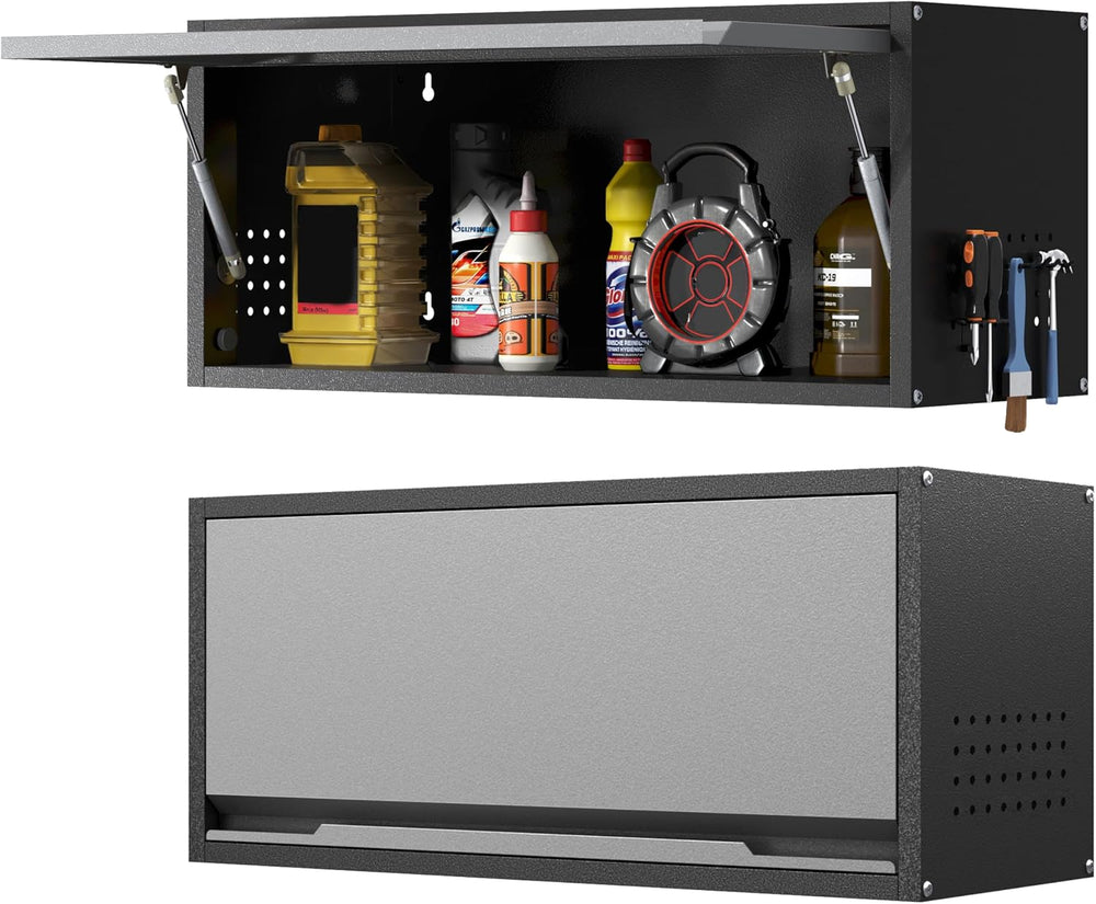 Metal Garage Wall Cabinet with Doors Side with Holes, 13.8" H 1 Door Sma...