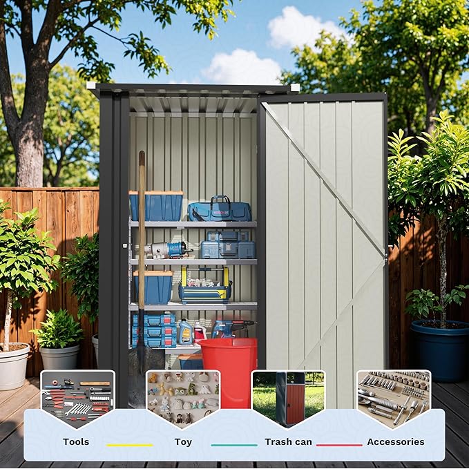 Devoko 3x3 FT Outdoor Storage Shed, Small Garden Tool Shed