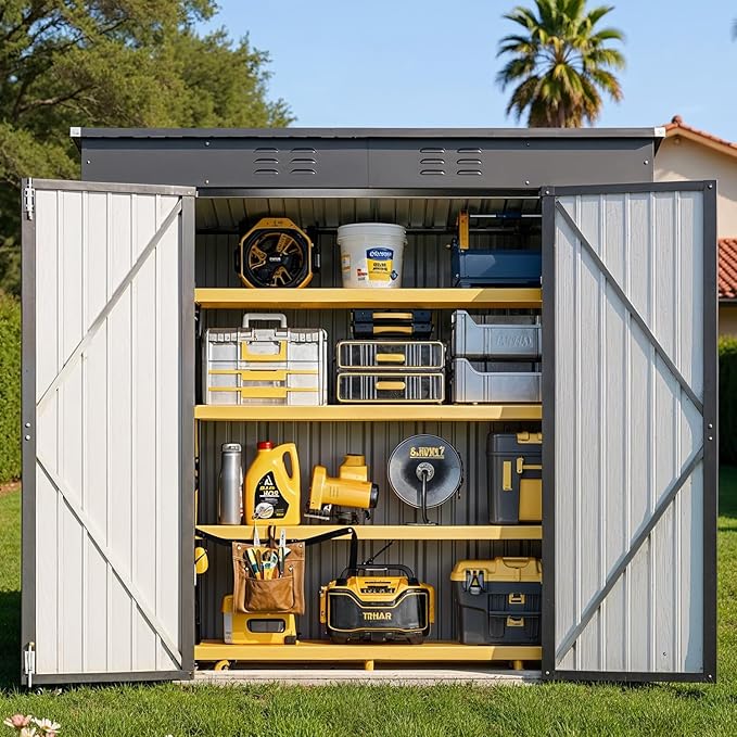 Bealife 6' x 4' Outdoor Storage Shed Clearance, Metal Outdoor Storage...