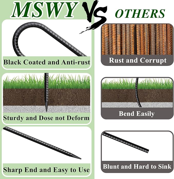 Rebar Stakes 16 Inch 20 Pack J Hook Ground Stakes Heavy Duty Tent Stakes Chain