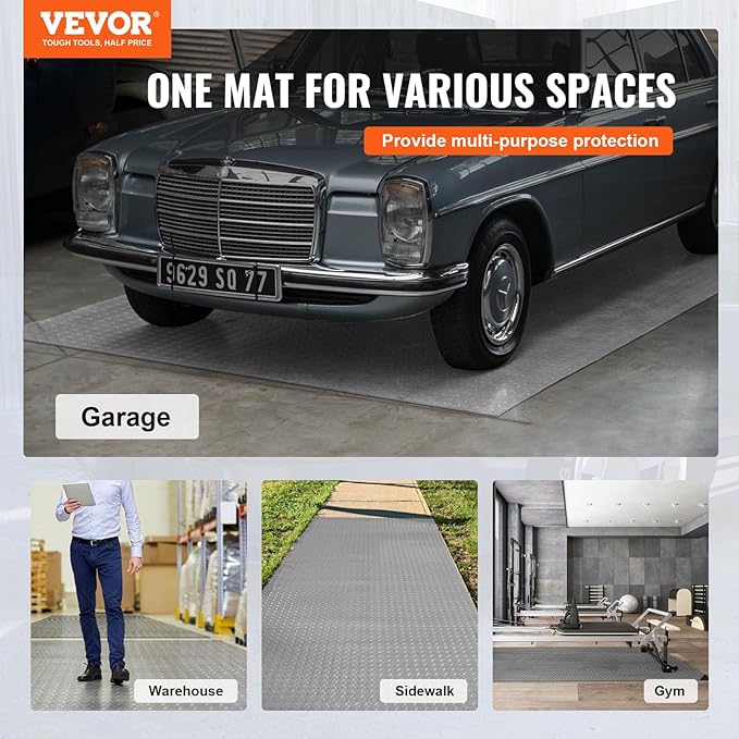 VEVOR Garage Floor Mat, 19 x 4.9 FT PVC Garage Flooring Roll, Non-Slip Diamond