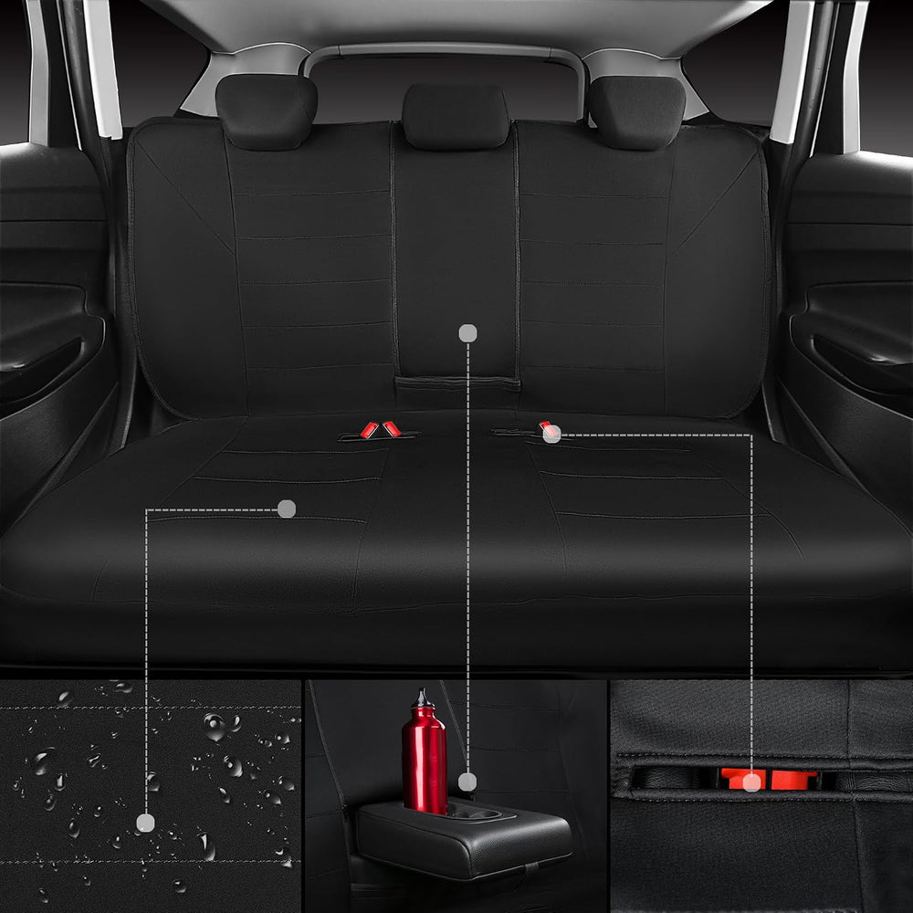CAR PASS Neoprene Waterproof Seat Covers, Universal Fit Black Full Sets, Prot...