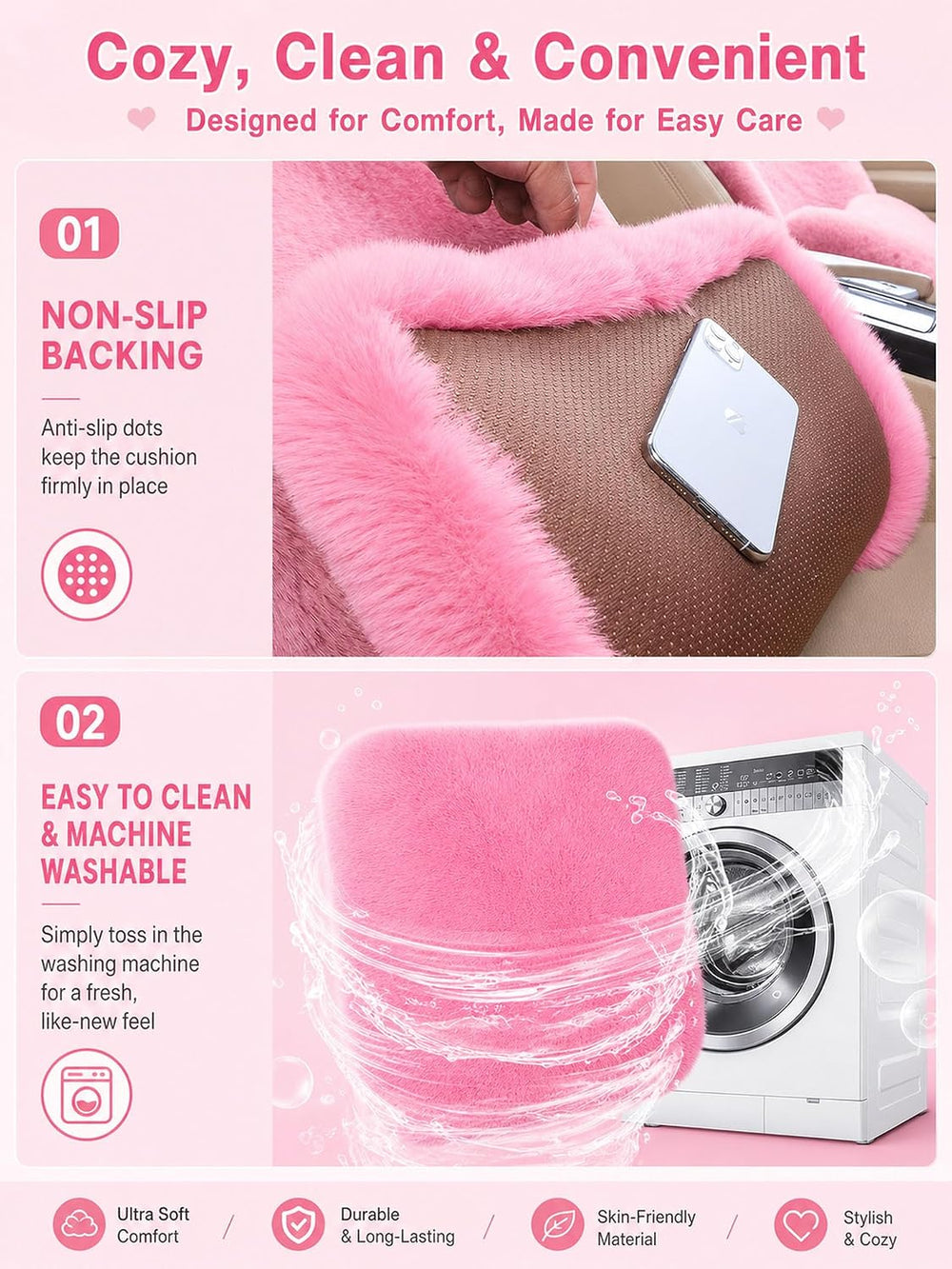 Faux Rabbit Fur Car Seat Cushion Winter Warm Plush Pad For Sedan SUV Truck