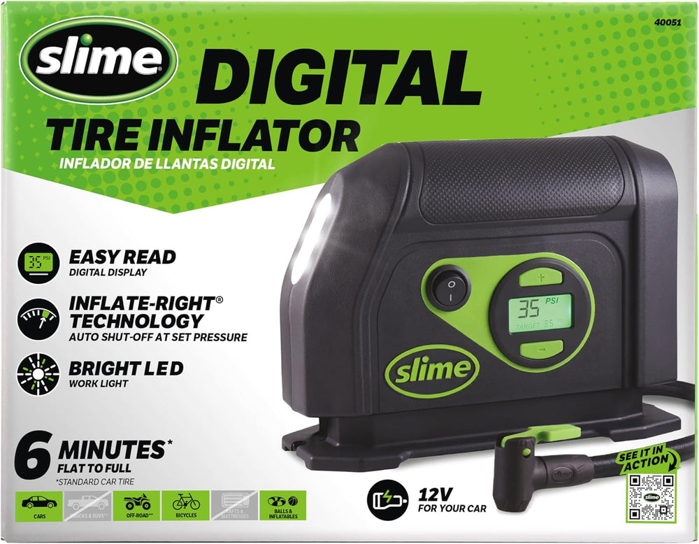 Slime 40088 Tire Inflator, Portable Car Air Compressor, Inflate Right automat...