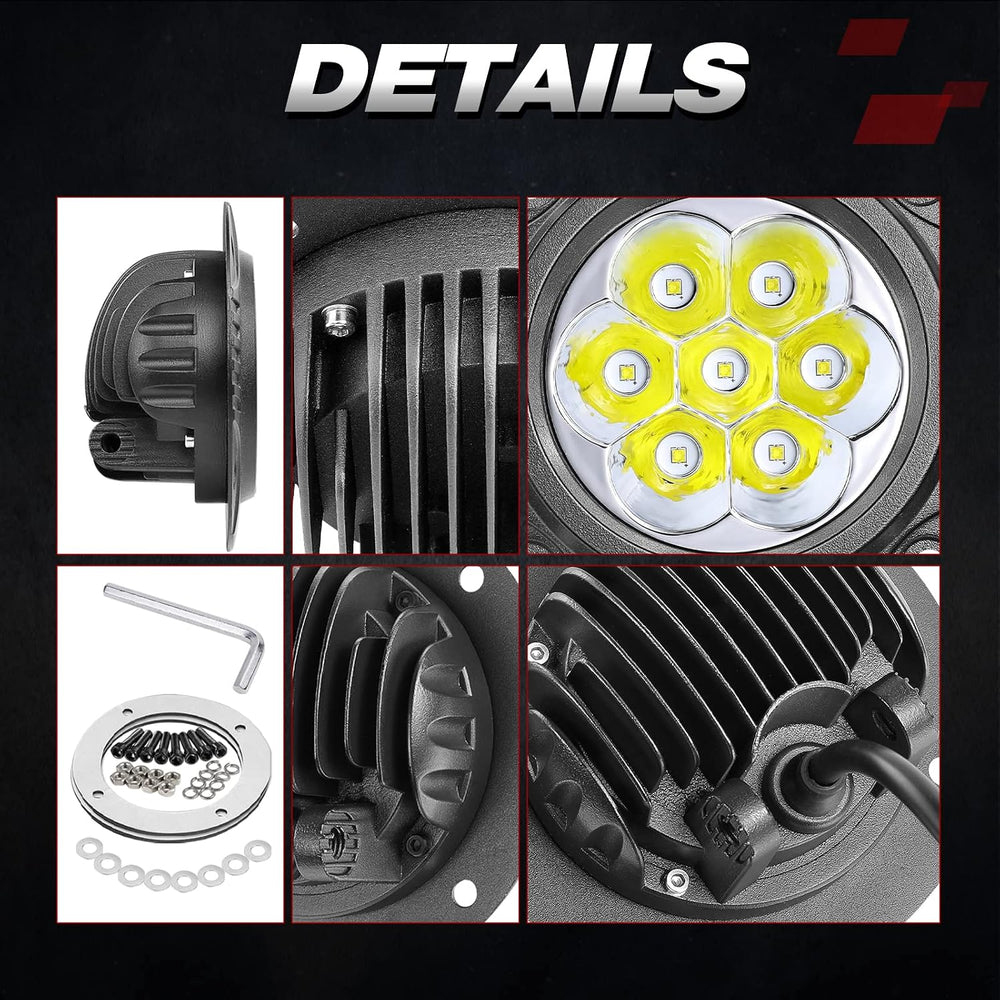 OFFROADTOWN 3.5Inch 80W Round Flush Mount LED Pods Offroad Driving Lights
