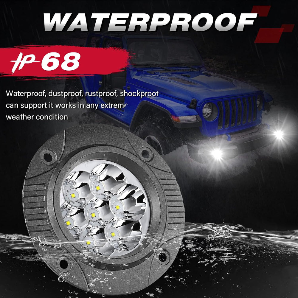 OFFROADTOWN 3.5Inch 80W Round Flush Mount LED Pods Offroad Driving Lights