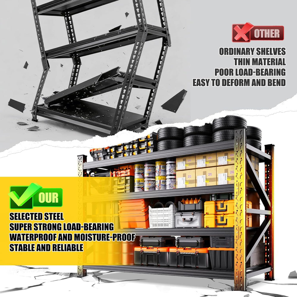 79"W garage shelving 6000LBS Heavy Duty Storage Shelves 4 Tier Metal She...