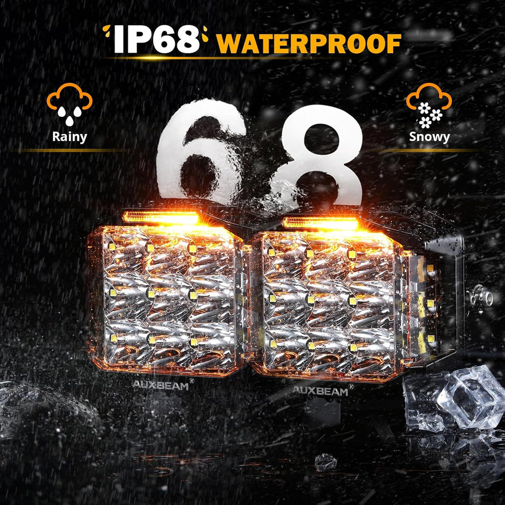 Auxbeam V-MAX Series 5" 168W LED Cube Pod 270° Side Shooter Fog Light Pods