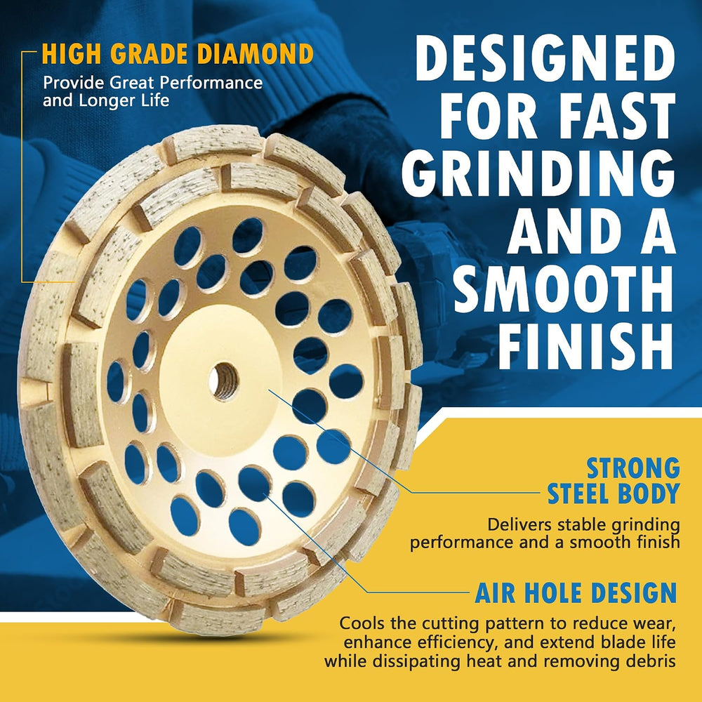 7" Diamond Grinding Wheel for Concrete 24 Dbl Row Segments 5/8"-11