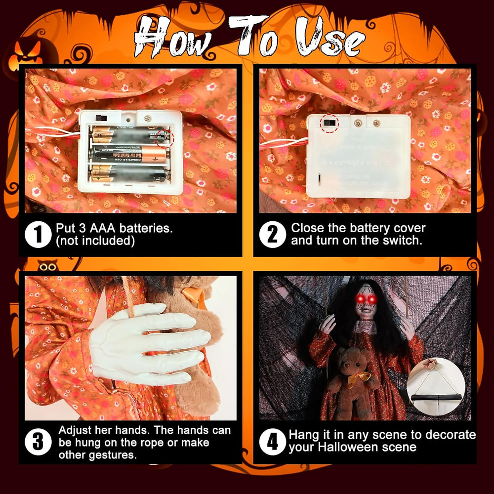 Scary Halloween Decorations Outdoor, Halloween Hanging Swinging Girl Ghots De...