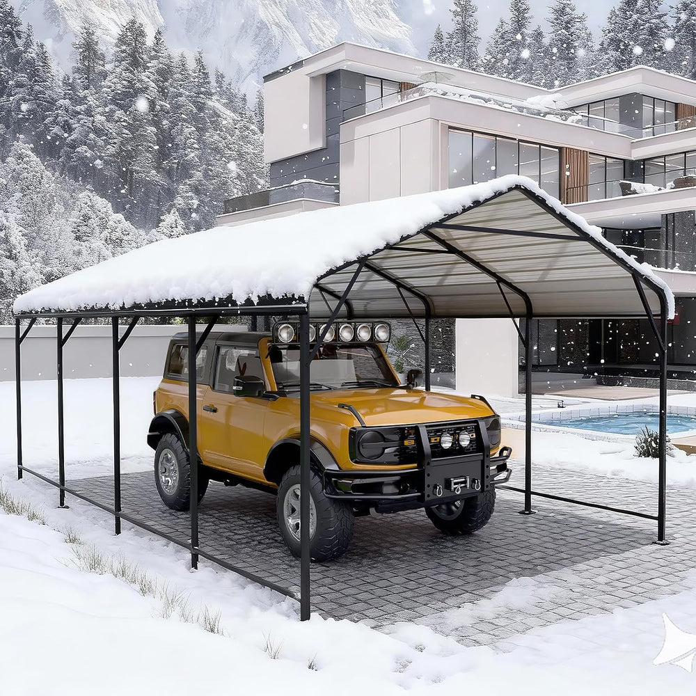 12x20 FT Oversized Metal Carport, Galvanized Steel Car Canopy with Enhanced B...