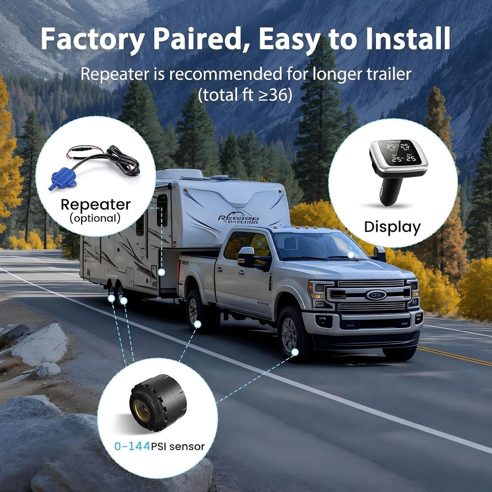 Tymate TM7 RV Tire Pressure Monitoring System, TPMS Set of 4 Sensors