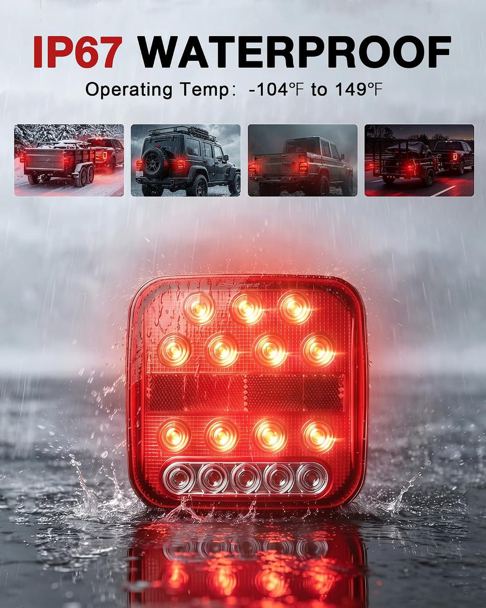 Wireless Trailer Lights, Rechargeable Magnetic Tow Lights Kit for Trucks