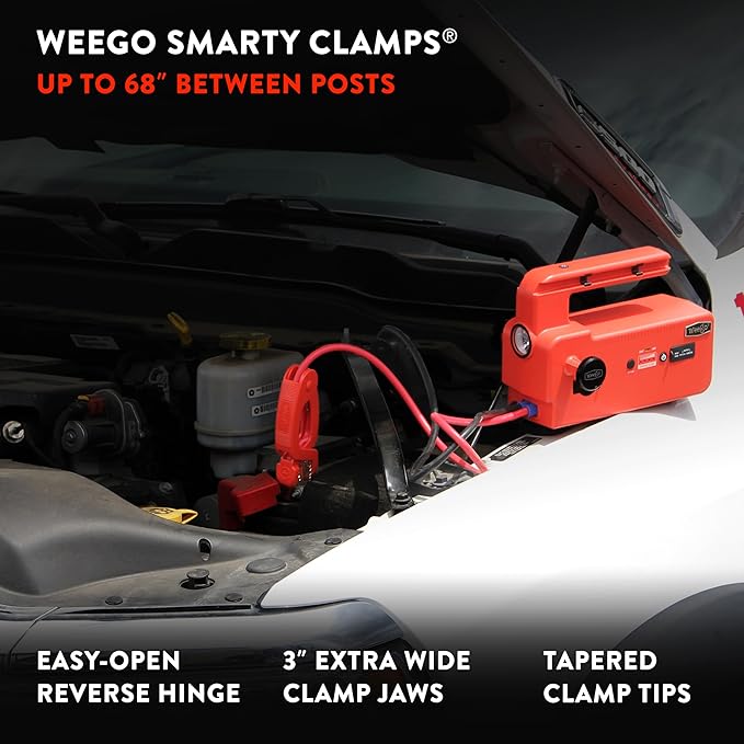 Weego 120 12V Jump Starter, 5000 Peak Amp / 1200 Cranking Amp, Smarty Clamp