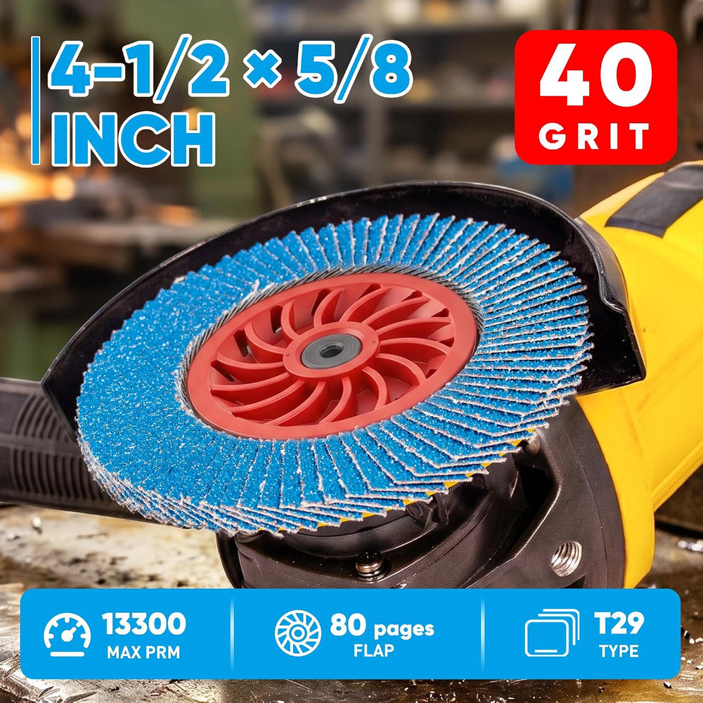 Flap Discs 40 60 80 120 Grit, 4 1/2 x 5/8-11 Inches, Type 29, 20 Pack