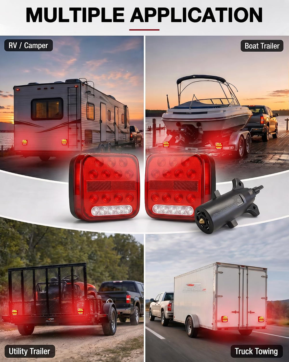 Wireless Trailer Lights, Rechargeable Magnetic Tow Lights Kit for Trucks