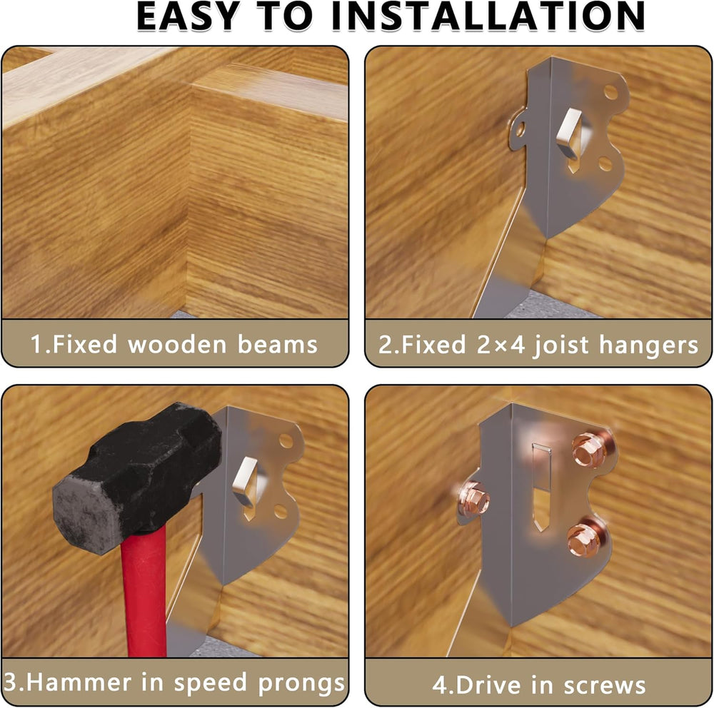 25 Pack 2x4 Joist Hangers with Screws for Wood, Galvanized Face Mount